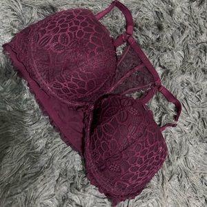 VS PINK - Purple Floral Bralette (PUSH UP)